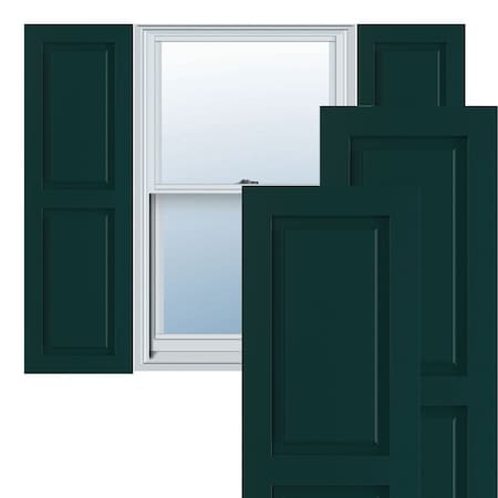 True Fit PVC Two Equal Raised Panel Shutters, Thermal Green, 15W X 48H